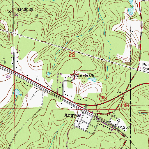 Topographic Map of Argyle Church, FL