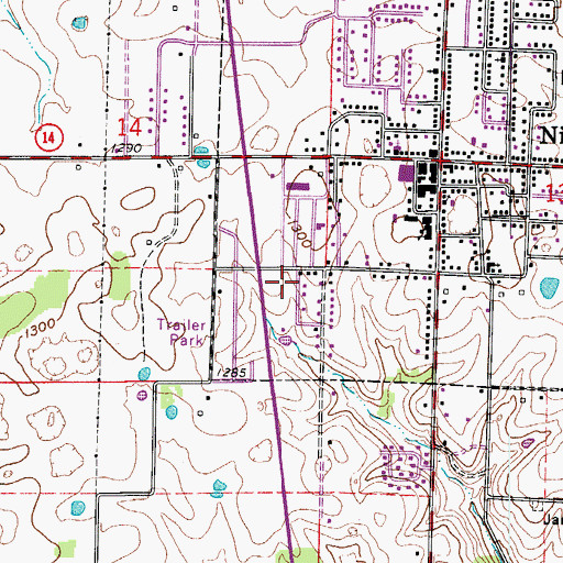 Topographic Map of Nixa Post Office, MO