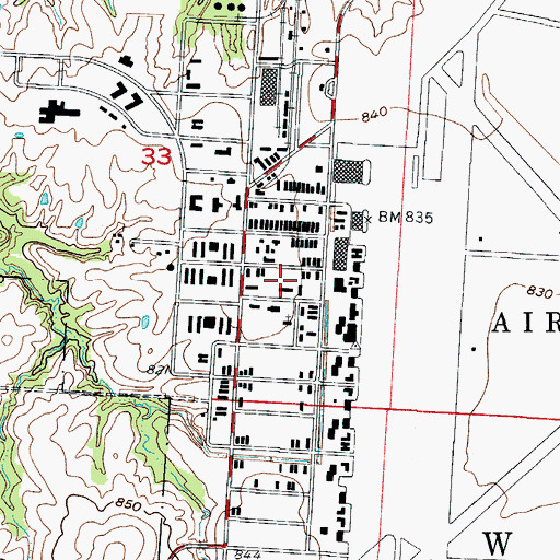 Topographic Map of Whiteman Air Force Base Post Office, MO