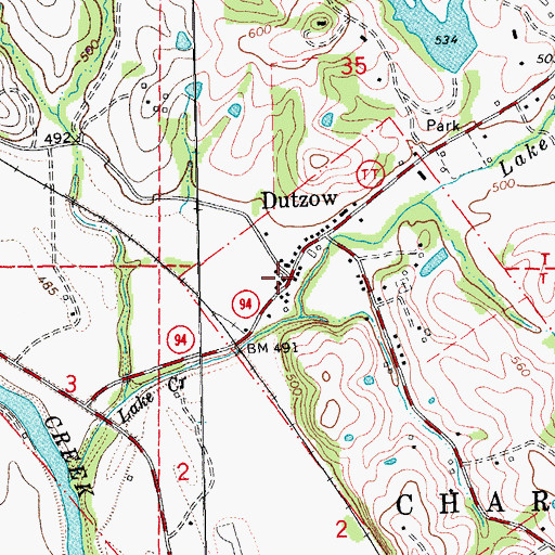 Topographic Map of Dutzow Post Office, MO