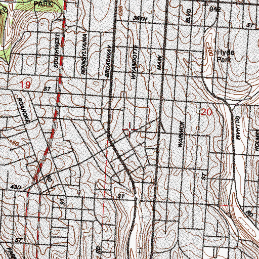 Topographic Map of Westport Post Office, MO