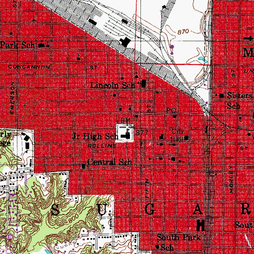 Topographic Map of Moberly Post Office, MO