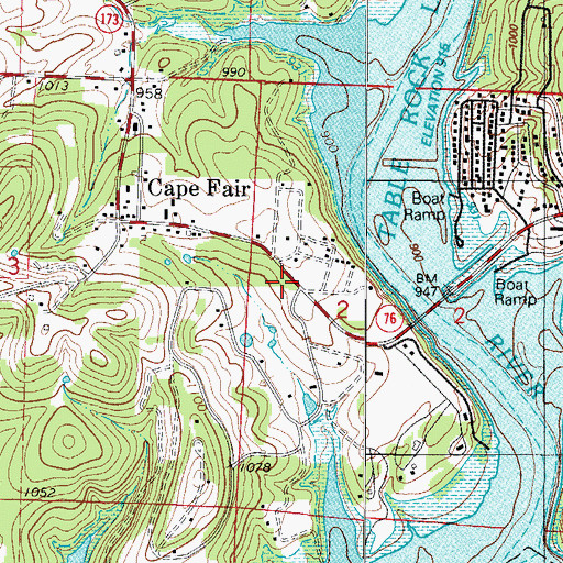 Topographic Map of Cape Fair Post Office, MO
