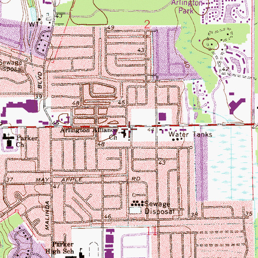 Topographic Map of Arlington Alliance Church, FL
