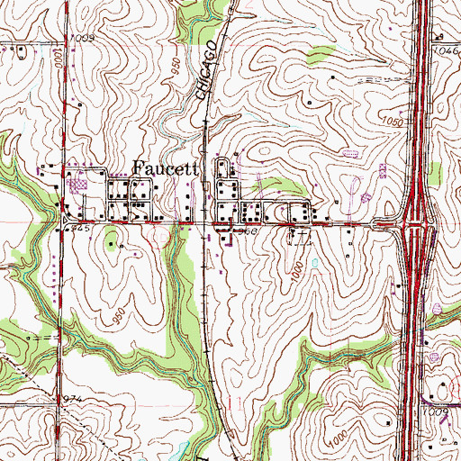 Topographic Map of Faucett Post Office, MO