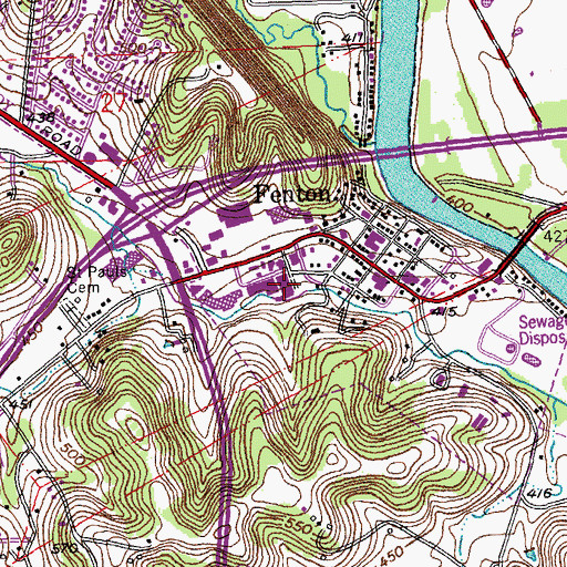 Topographic Map of Fenton Post Office, MO