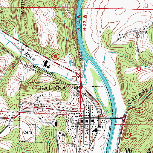 Topographic Map of Galena Post Office, MO