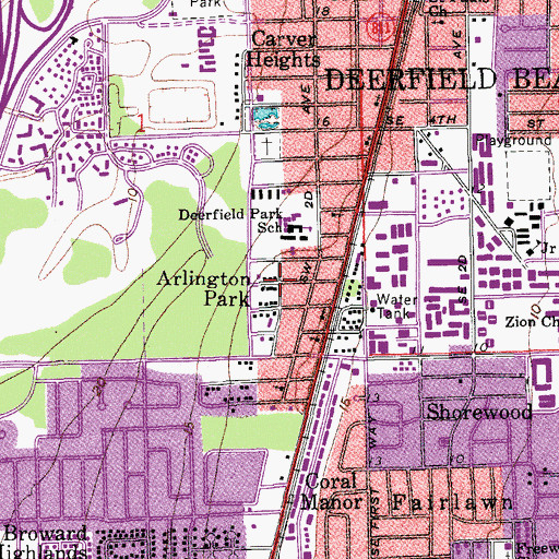 Topographic Map of Arlington Park, FL