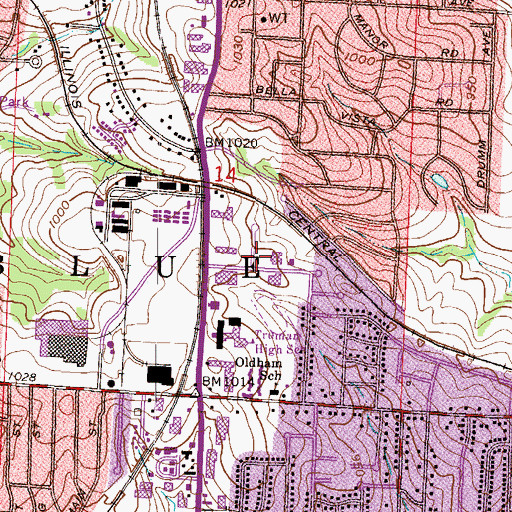 Topographic Map of Harry S Truman Post Office, MO