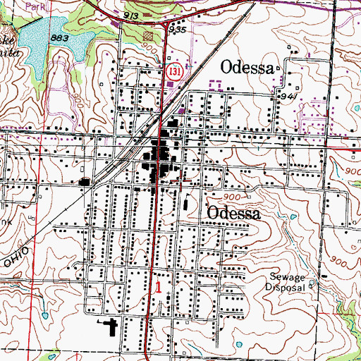 Topographic Map of Odessa Post Office, MO