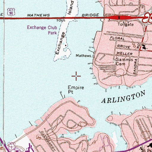Topographic Map of Arlington River, FL