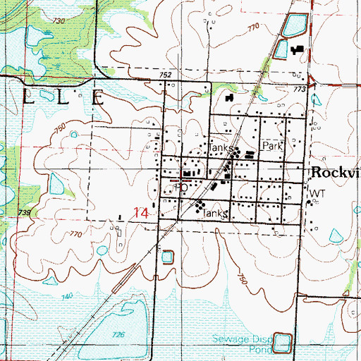 Topographic Map of Rockville Post Office, MO