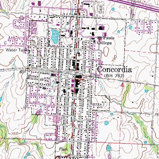 Topographic Map of Concordia Post Office, MO
