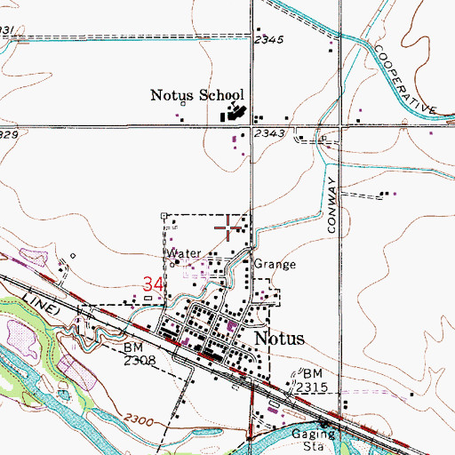 Topographic Map of Notus Fire Department, ID