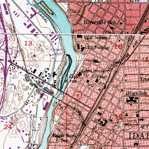 Topographic Map of Bonneville County Sheriff's Office, ID