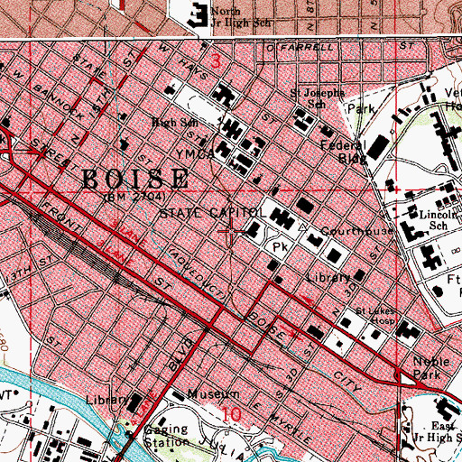 Topographic Map of Borah Post Office, ID