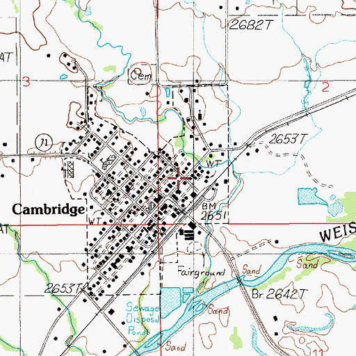 Topographic Map of Cambridge Post Office, ID
