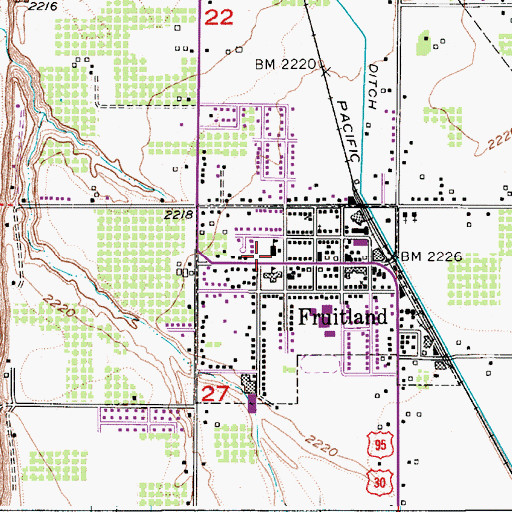 Topographic Map of Fruitland Post Office, ID