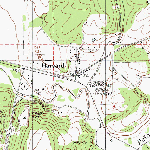 Topographic Map of Harvard Post Office, ID