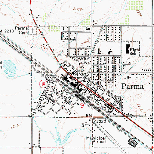 Topographic Map of Parma Post Office, ID