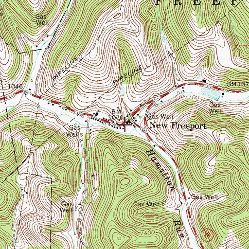Topographic Map of New Freeport Post Office, PA
