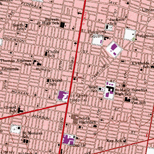 Topographic Map of Castle Post Office, PA