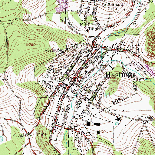 Topographic Map of Hastings Post Office, PA