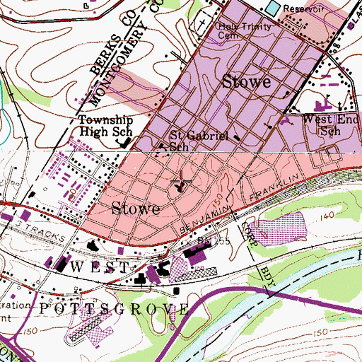 Topographic Map of Stowe Post Office, PA