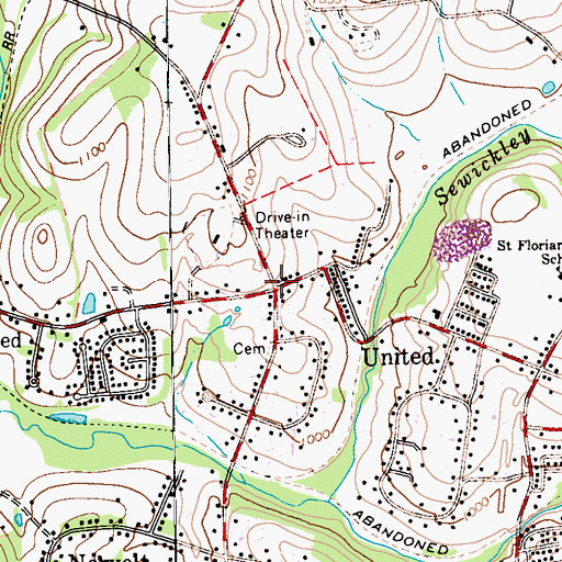 Topographic Map of United Post Office, PA
