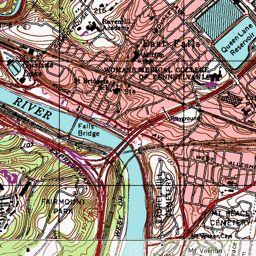 Topographic Map of East Falls Post Office, PA