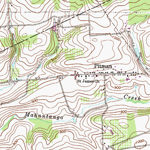 Topographic Map of Pitman Post Office, PA