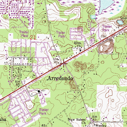 Topographic Map of Arredondo, FL