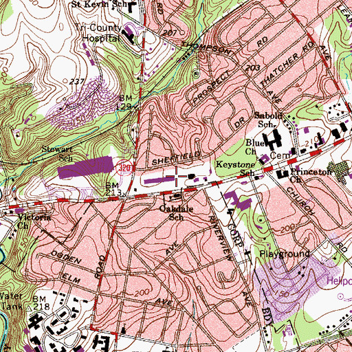 Topographic Map of Springfield Post Office, PA