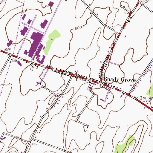 Topographic Map of Shady Grove Post Office, PA