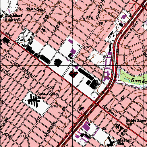 Topographic Map of Roosevelt Mall Post Office, PA
