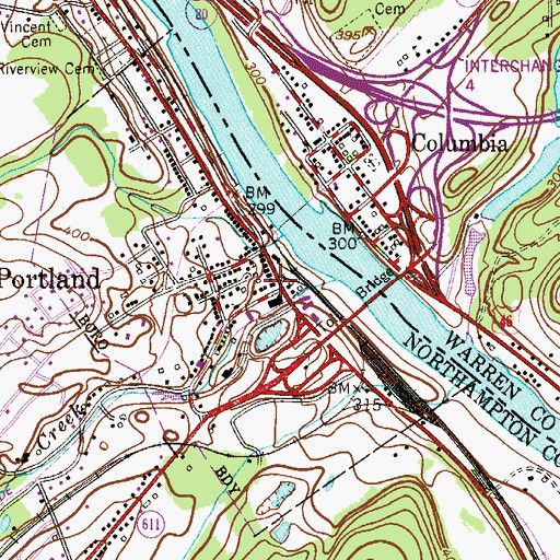 Topographic Map of Portland Post Office, PA