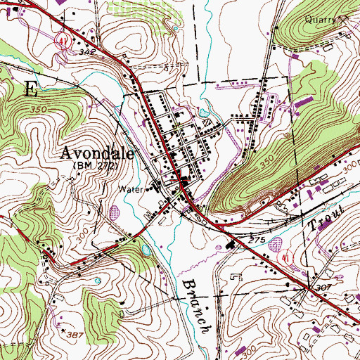 Topographic Map of Avondale Post Office, PA