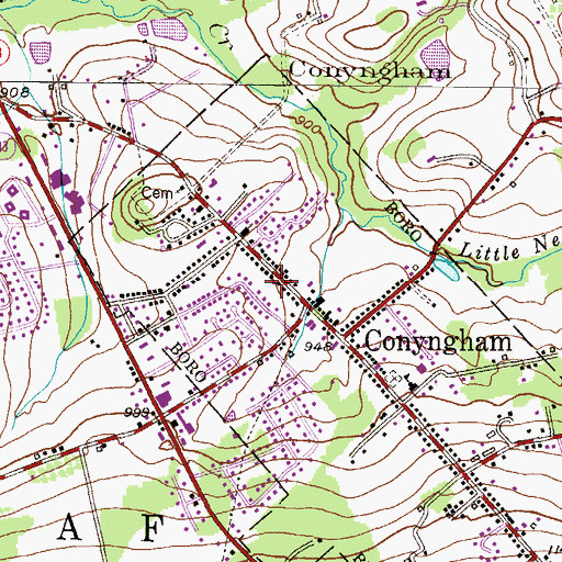Topographic Map of Conyngham Post Office, PA