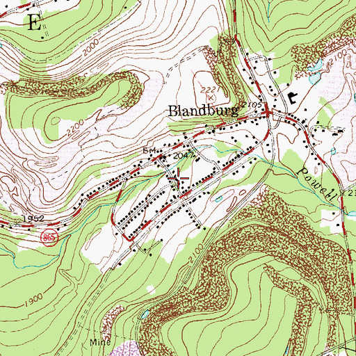 Topographic Map of Blandburg Post Office, PA