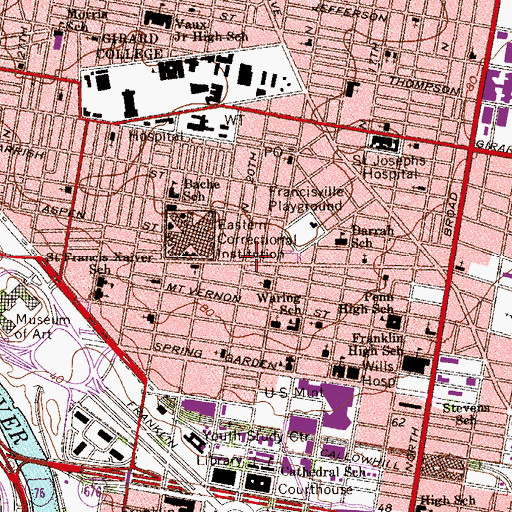 Topographic Map of Fairmount Finance Post Office, PA