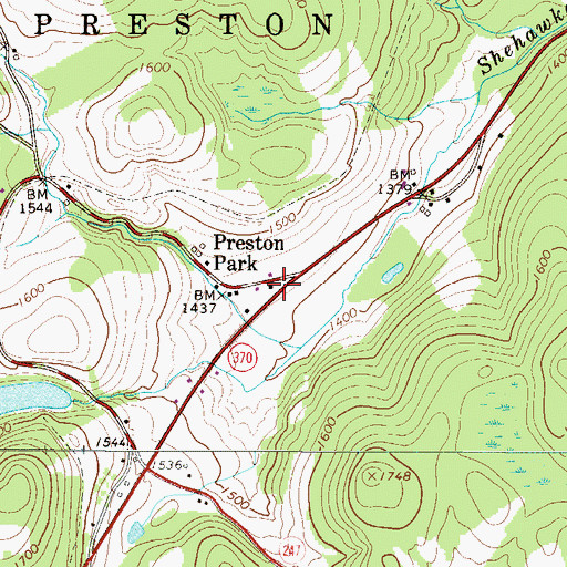 Topographic Map of Preston Park Post Office, PA