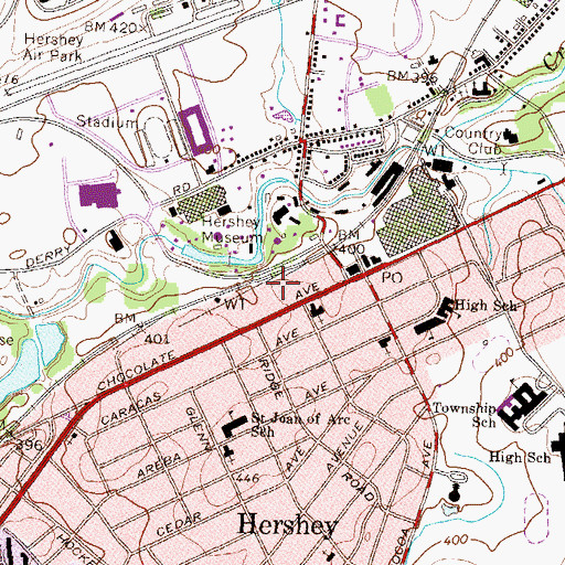 Topographic Map of Hershey Post Office, PA