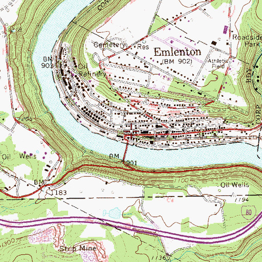 Topographic Map of Emlenton Post Office, PA