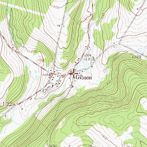Topographic Map of Gibson Post Office, PA