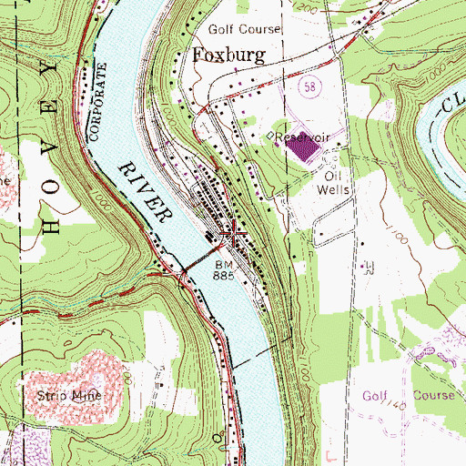 Topographic Map of Foxburg Post Office, PA