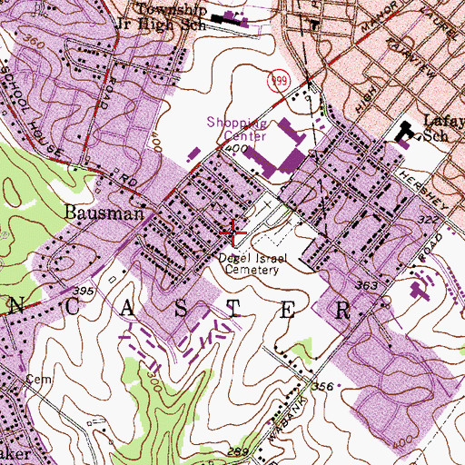 Topographic Map of Bausman Post Office, PA