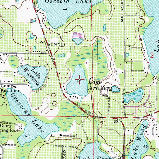 Topographic Map of Lake Artillery, FL