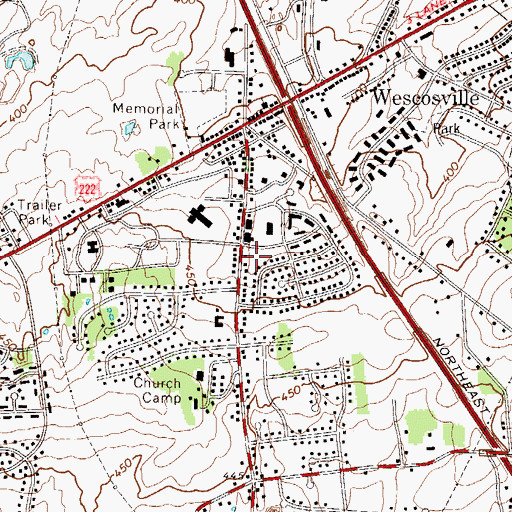 Topographic Map of Wescosville Post Office, PA