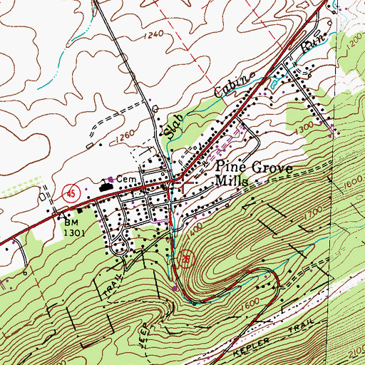 Topographic Map of Pine Grove Mills Post Office, PA