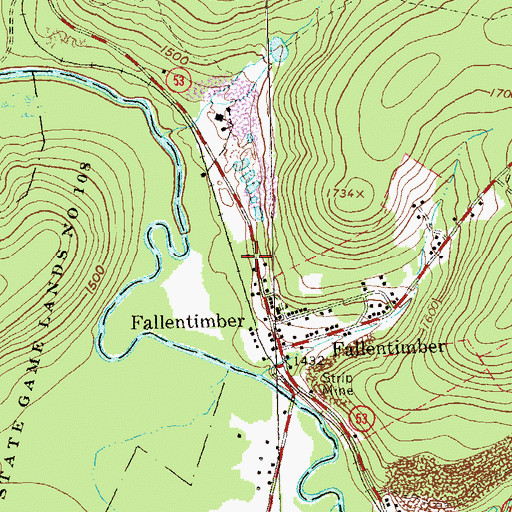 Topographic Map of Fallentimber Post Office, PA